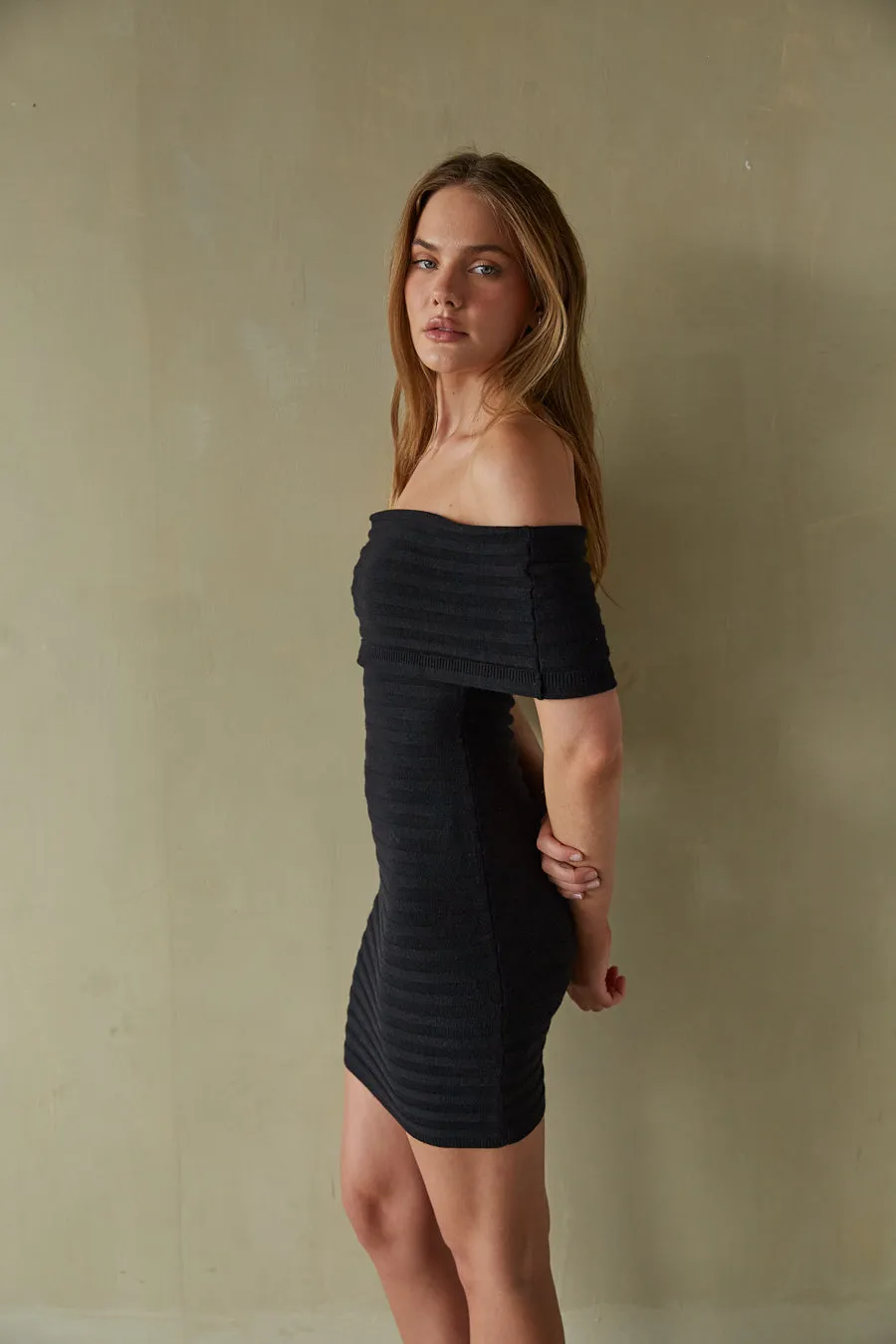 Stassi Off the Shoulder Bodycon Mini Dress grab go