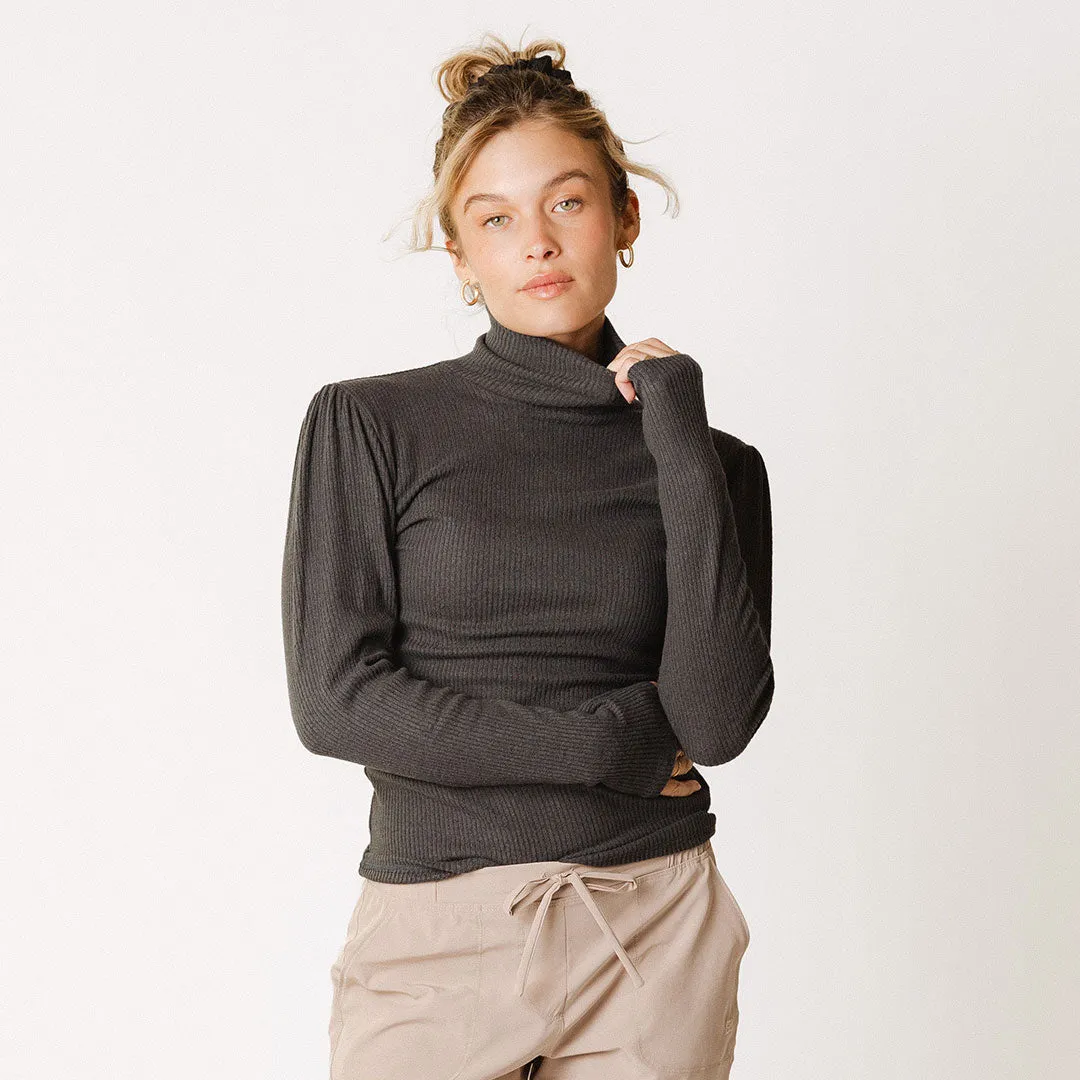 Sydney Turtleneck, Charcoal soft roll