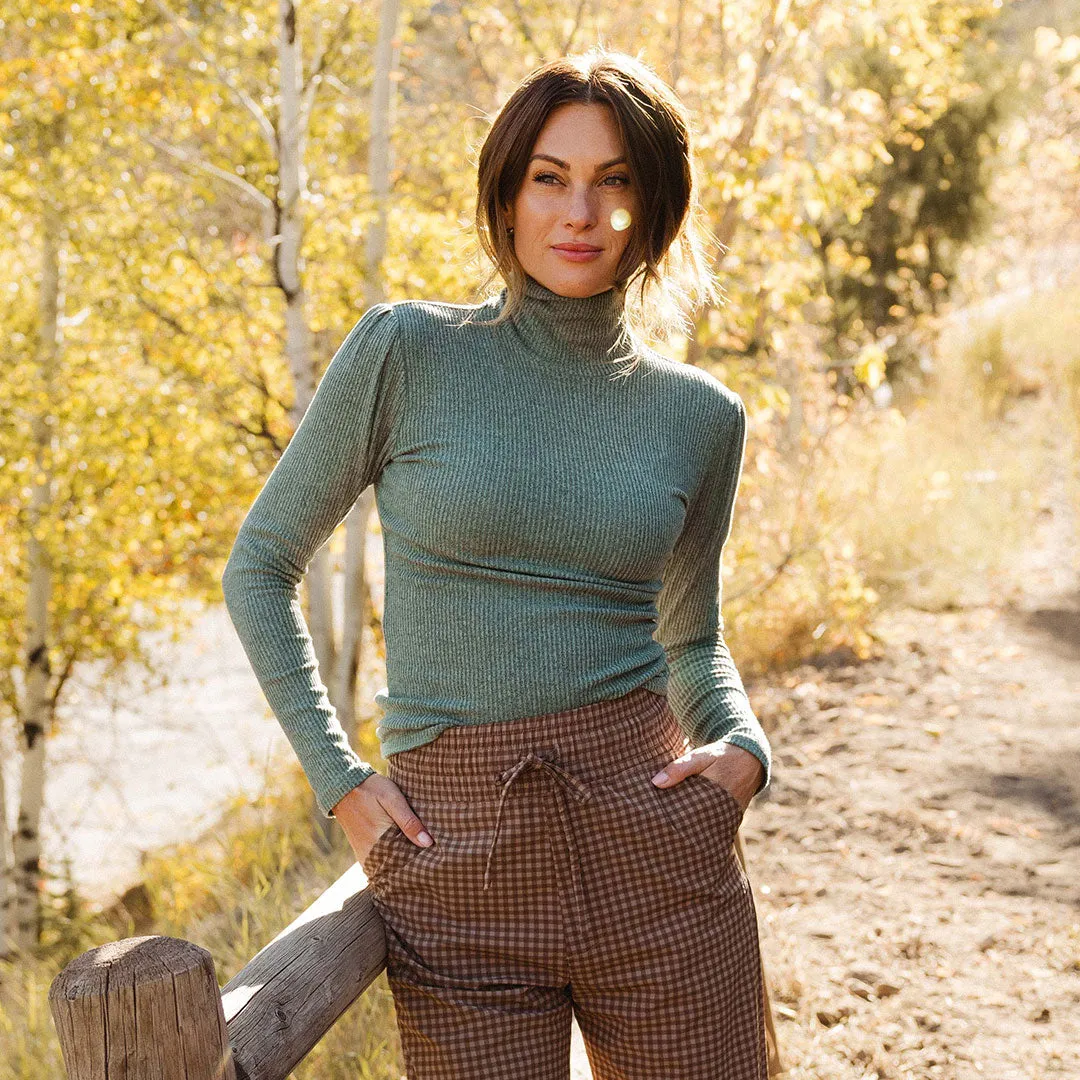 Sydney Turtleneck, Dusty Green button mood