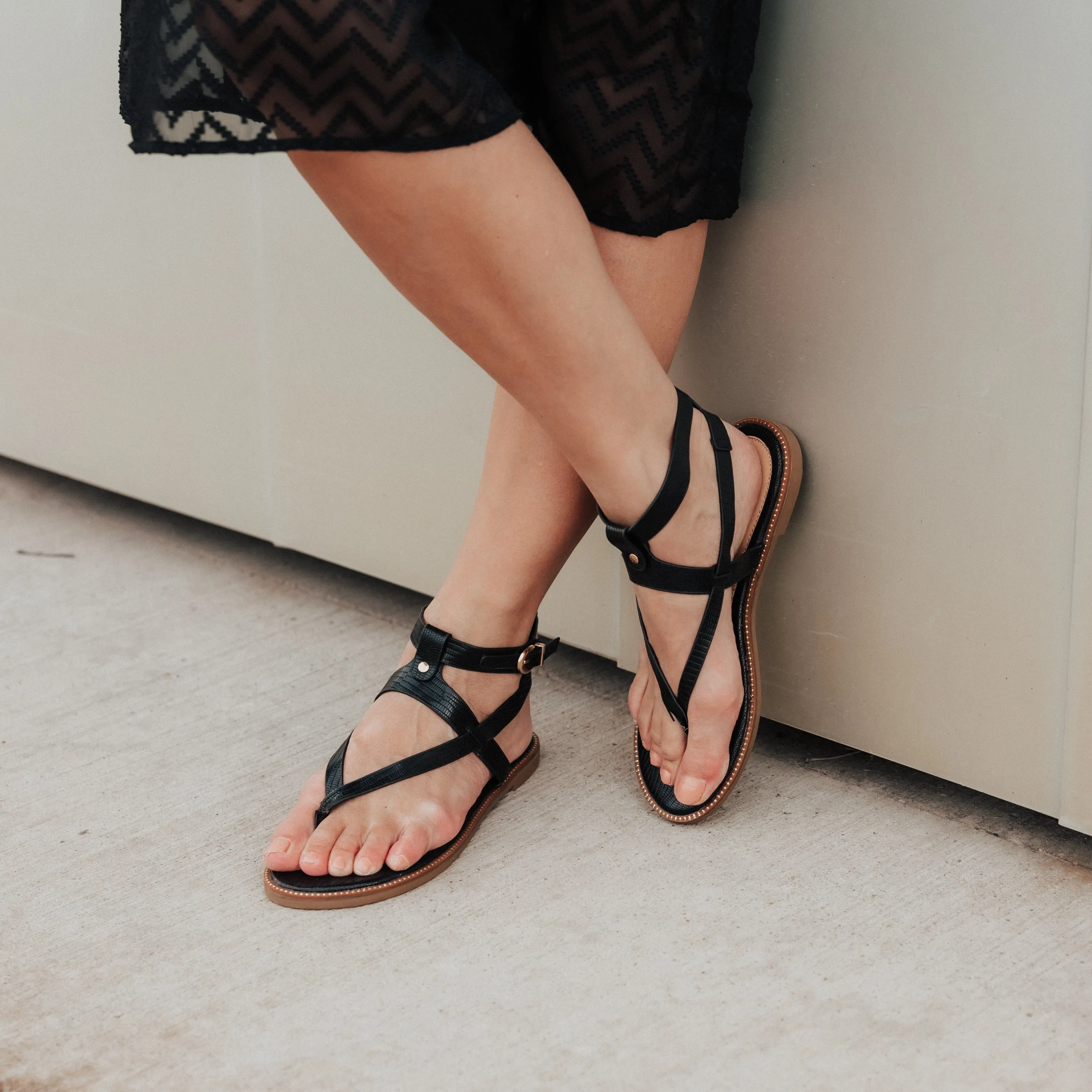 TANGIE MULTI STRAP SANDALS IN FAUX LEATHER laid back