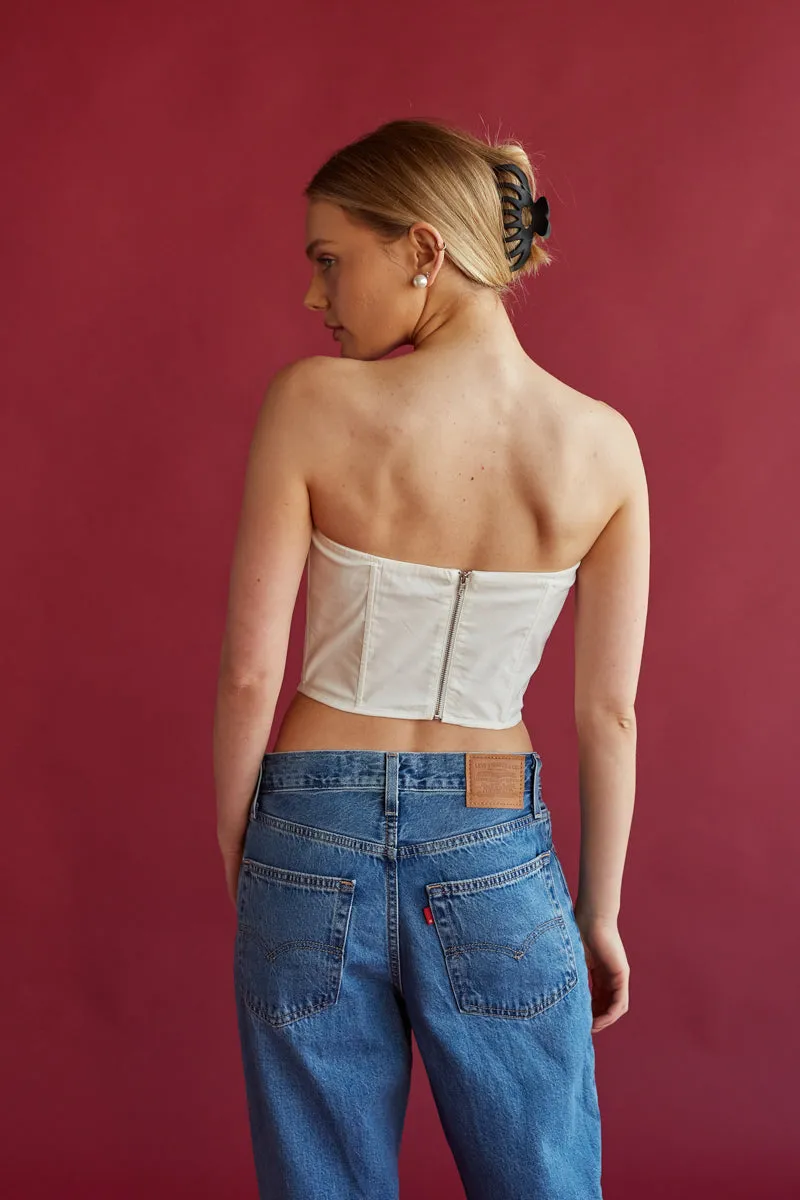 Tate Strapless Contrast Corset Top linen soft
