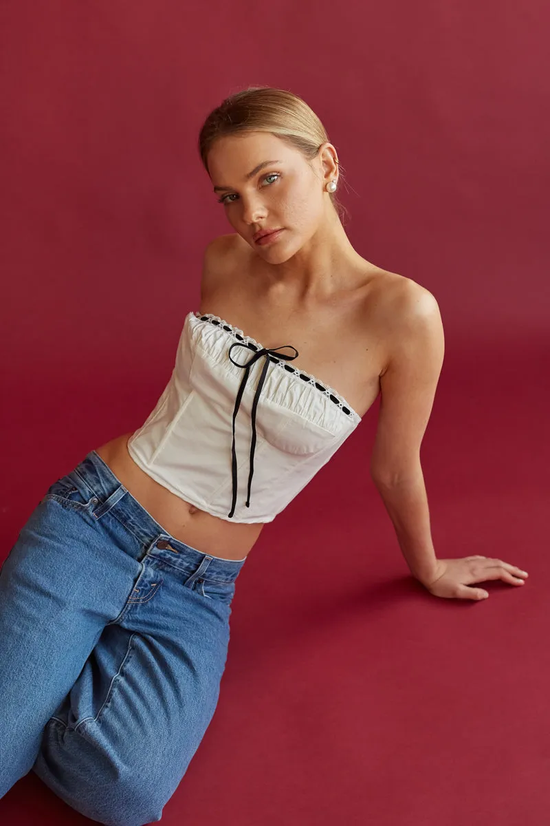 Tate Strapless Contrast Corset Top linen soft