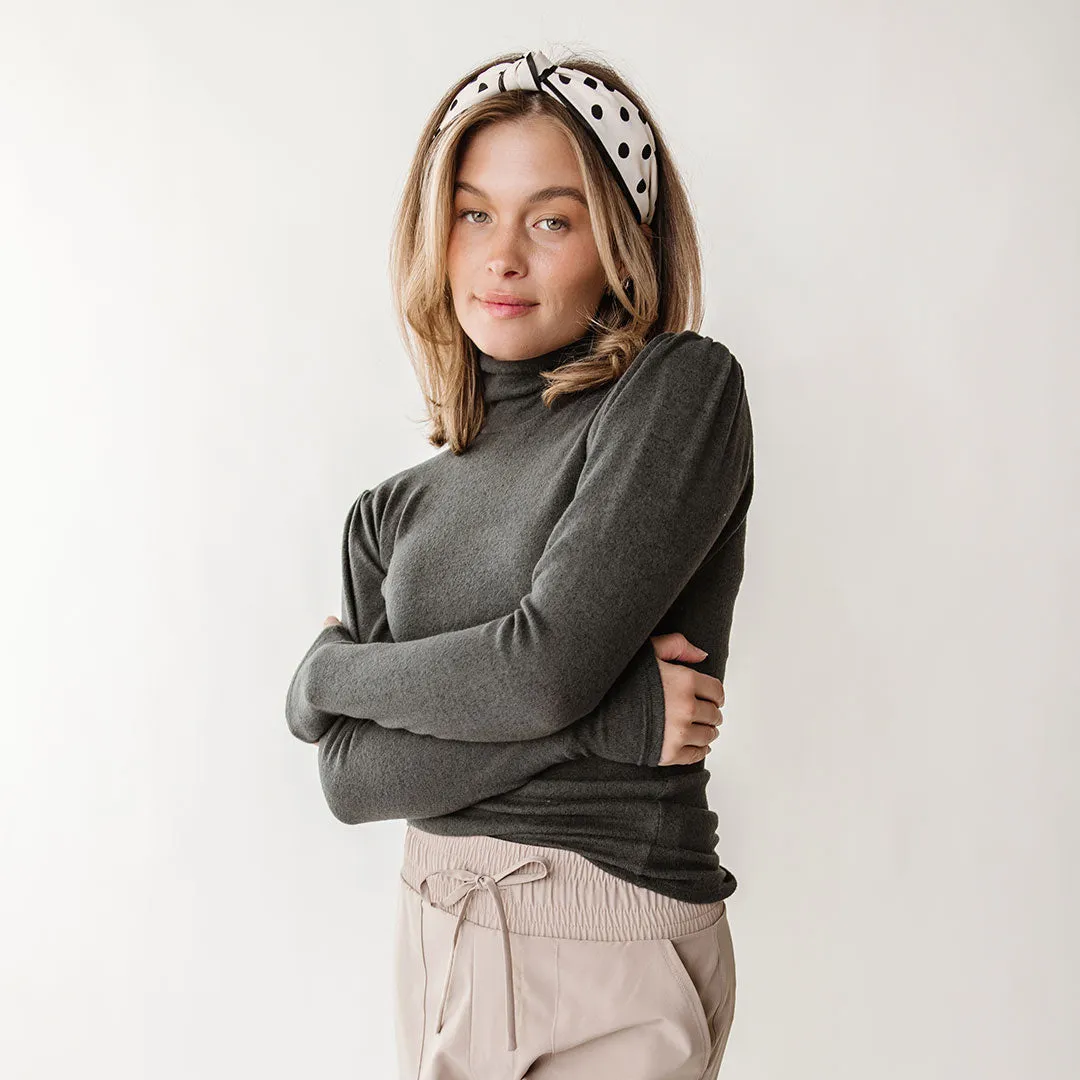 Tatum Turtleneck, Charcoal soft roll