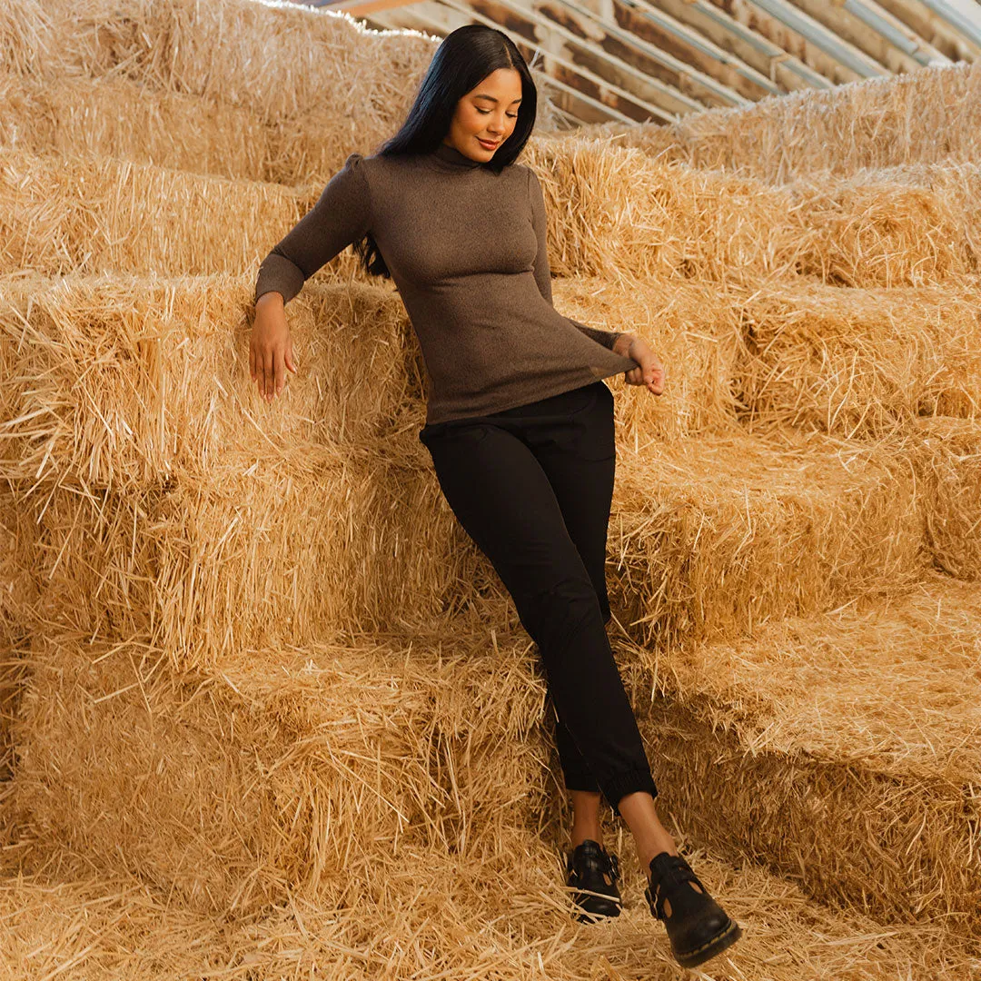 Tatum Turtleneck, Olive basic neat