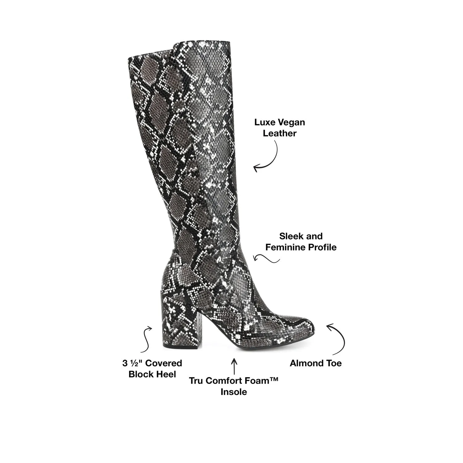 TAVIA KNEE-HIGH BOOTS IN FAUX LEATHER style kick