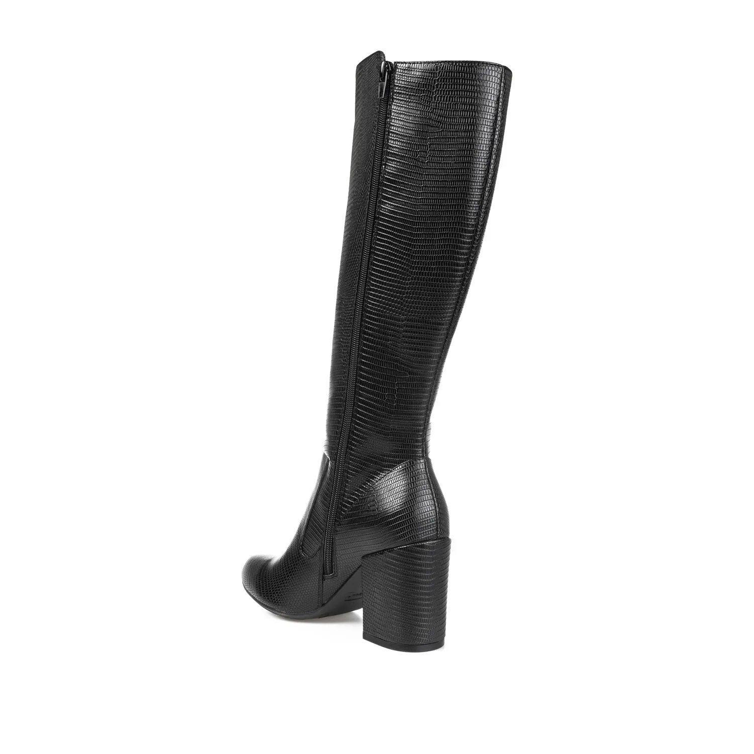 TAVIA KNEE-HIGH BOOTS IN FAUX LEATHER style kick