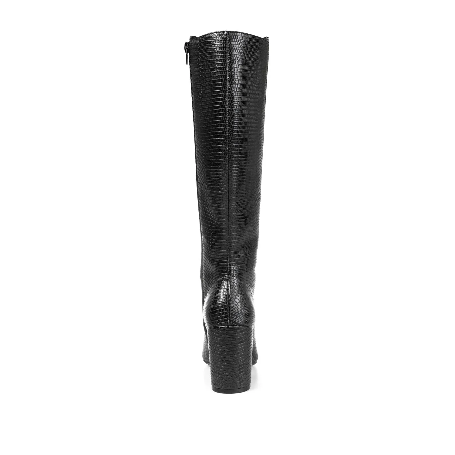 TAVIA KNEE-HIGH BOOTS IN FAUX LEATHER style kick