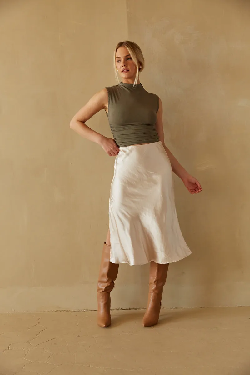 Taylor Ruched High Neck Tank Top move free