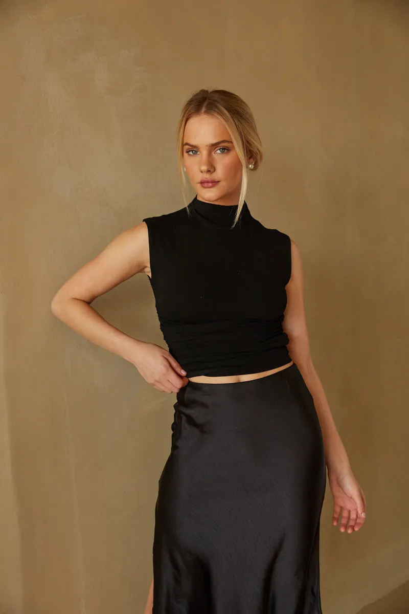 Taylor Ruched High Neck Tank Top move free