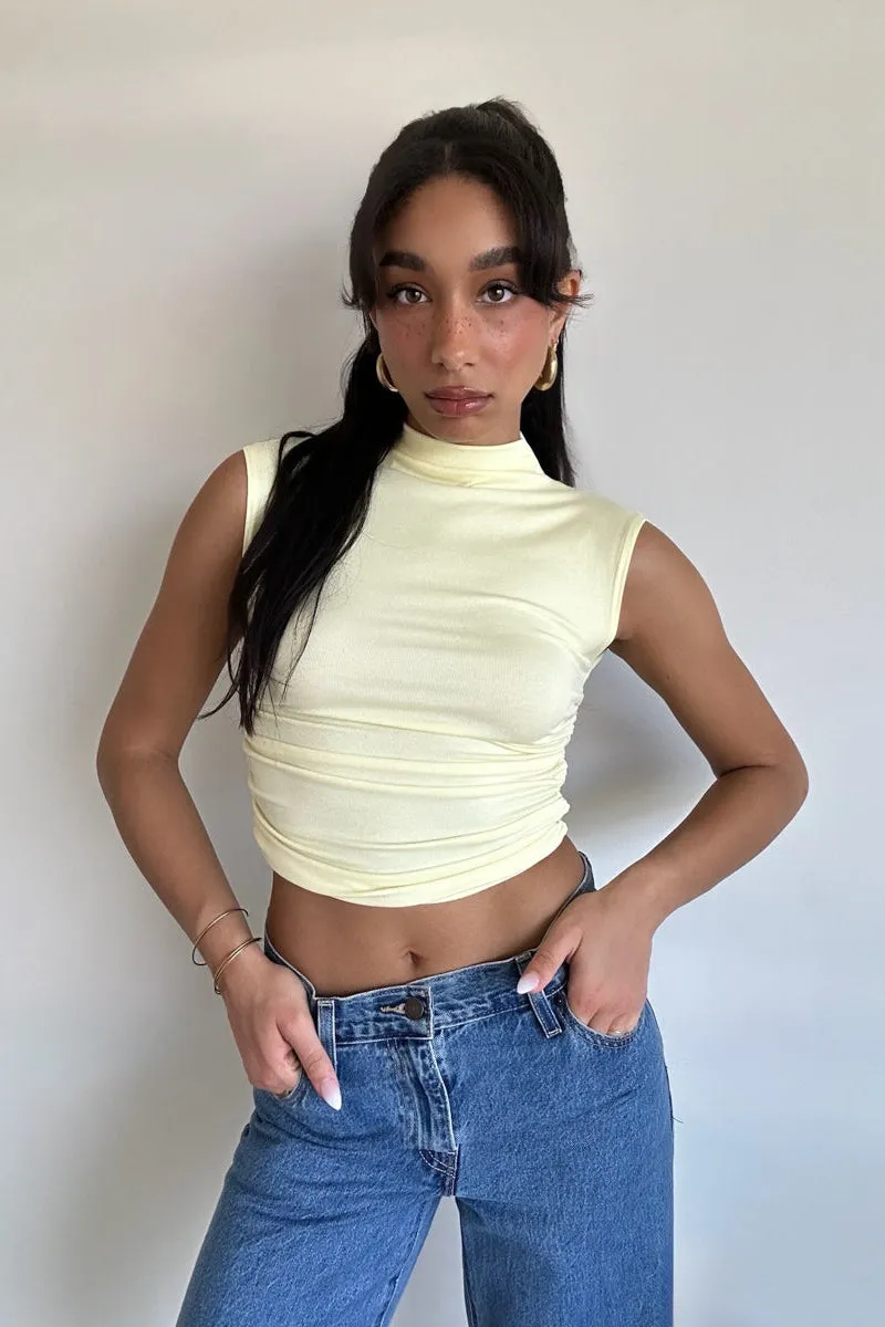Taylor Ruched High Neck Tank Top move free