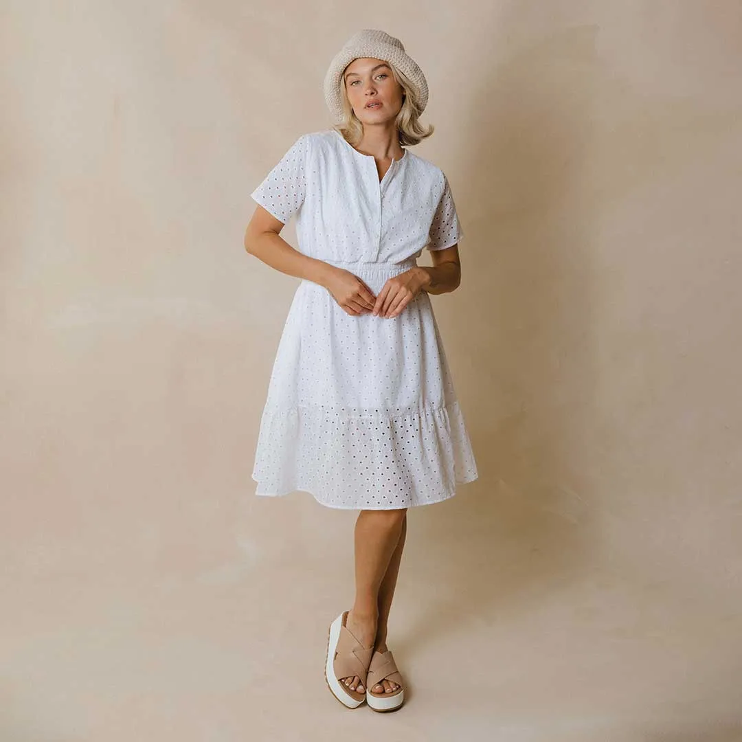 Tea Party Dress, White moist feel