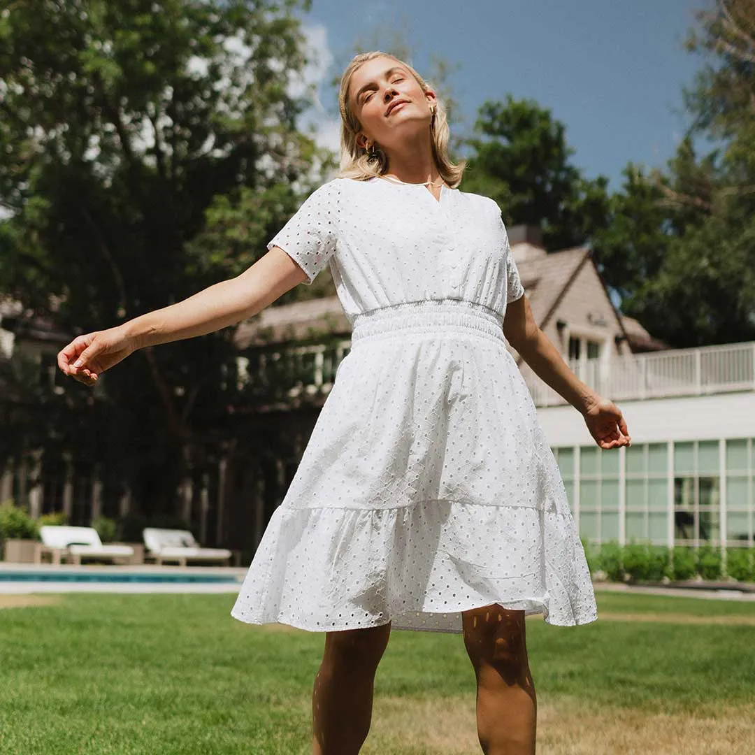 Tea Party Dress, White moist feel