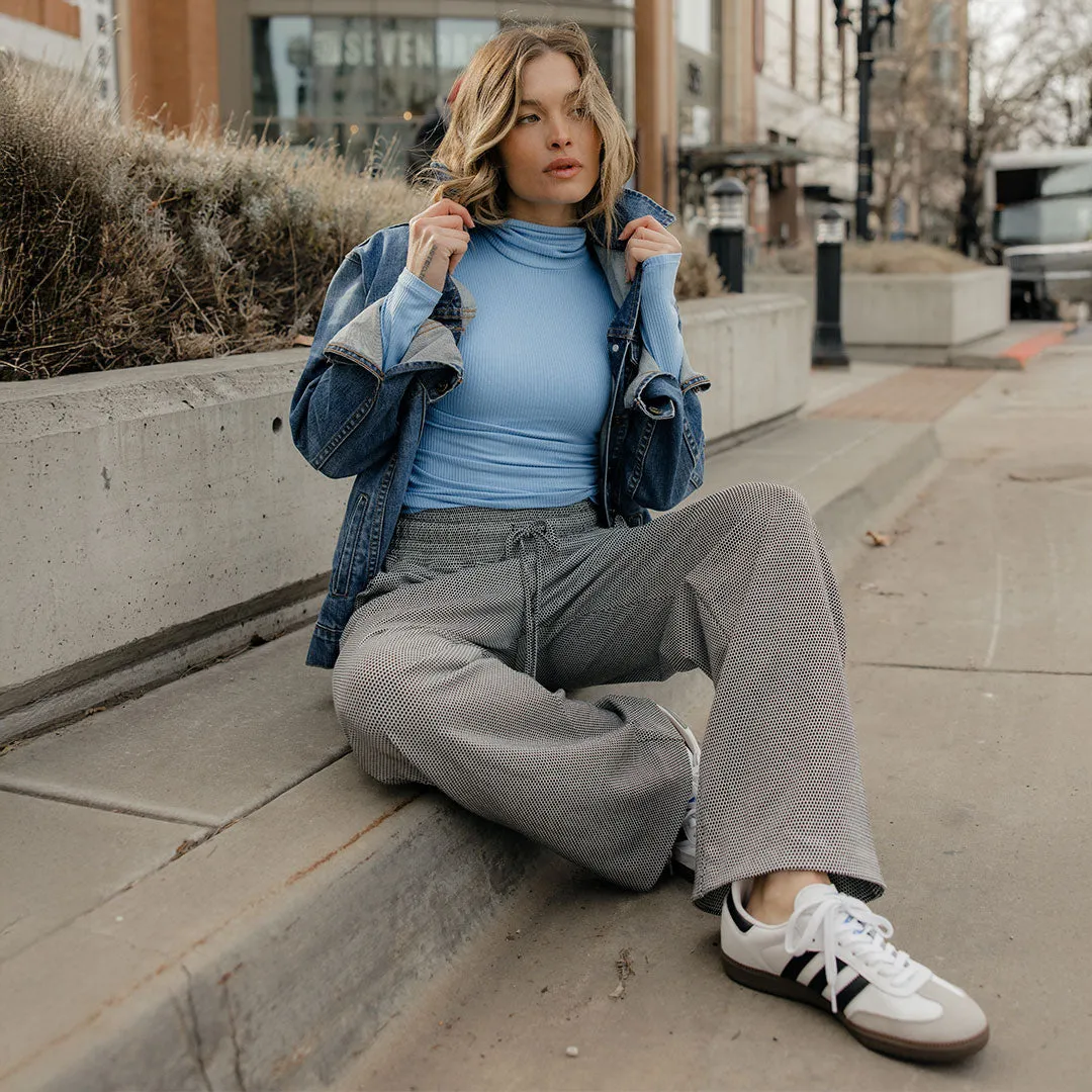 Tessa Long Sleeve, Bright Blue Rib office sharp