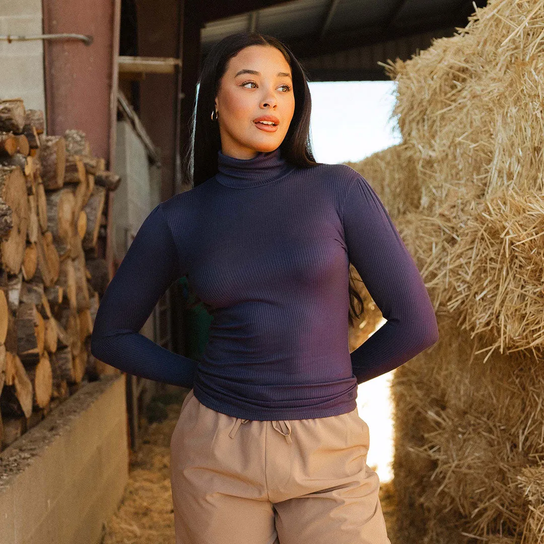 Tessa Long Sleeve, Navy Rib wind soft