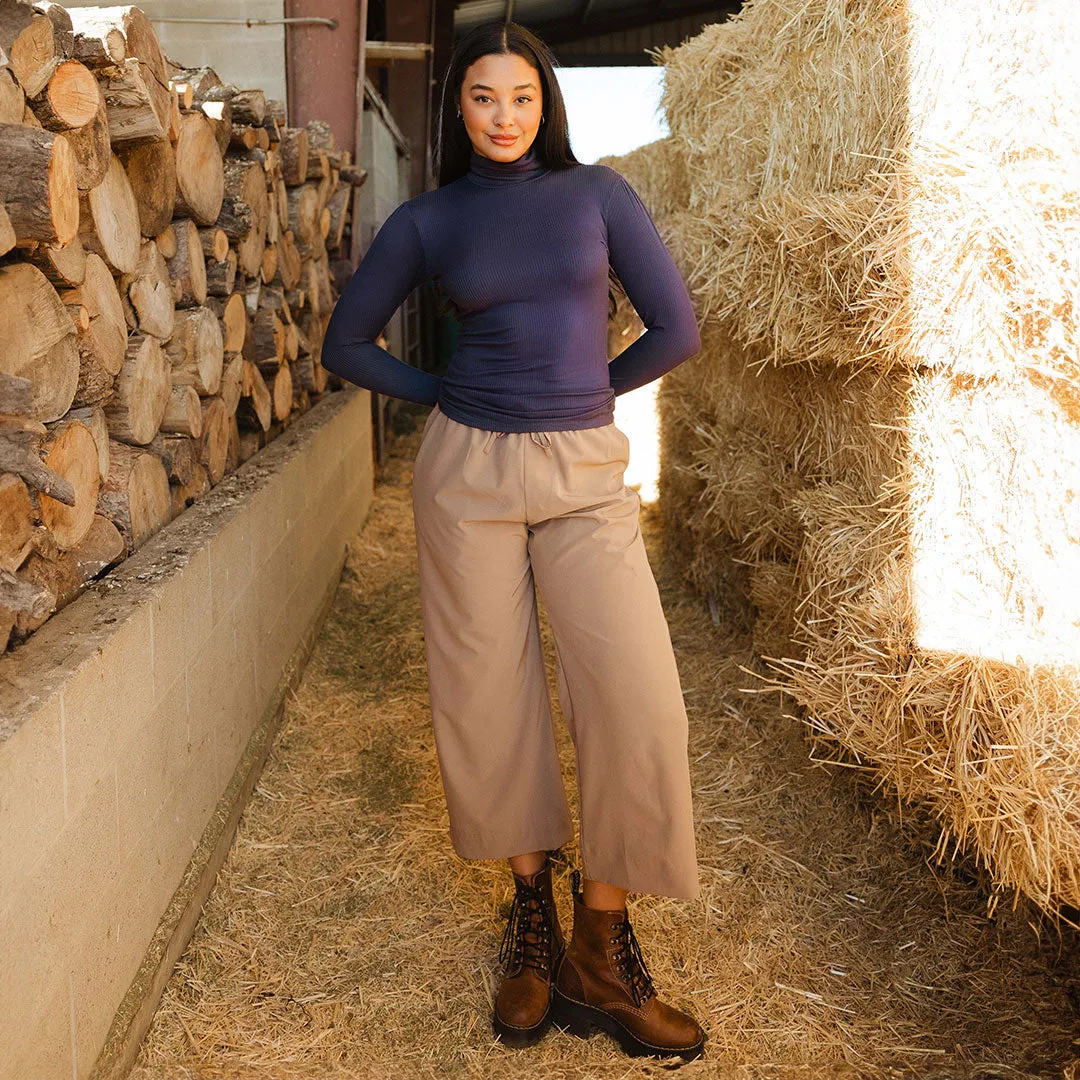 Tessa Long Sleeve, Navy Rib wind soft