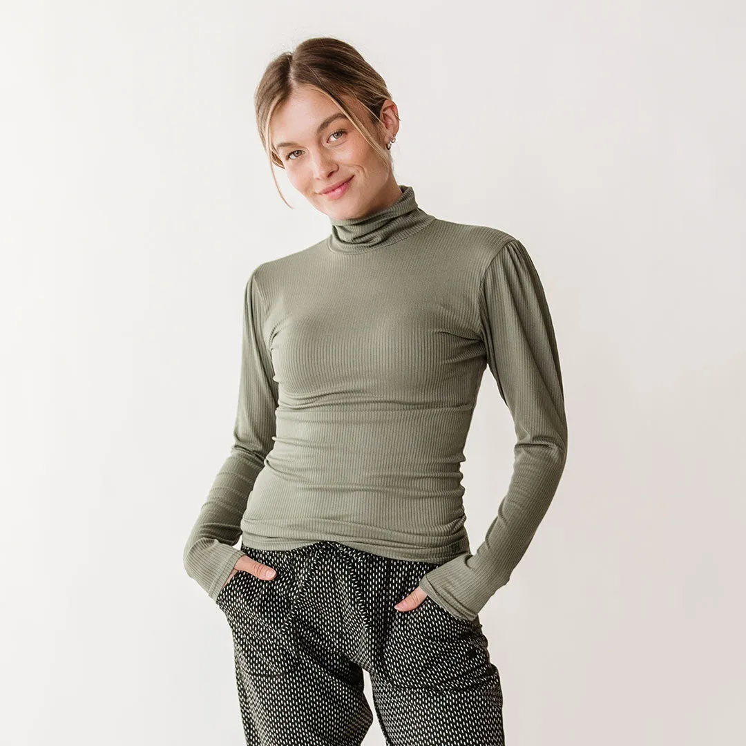 Tessa Long Sleeve, Olive desk ready