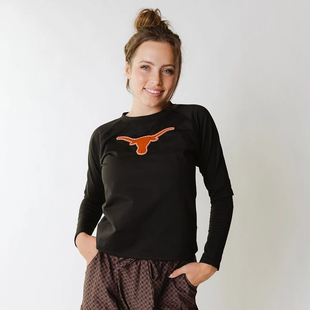 Texas Embroidered Black Neo Sweatshirt faded wash