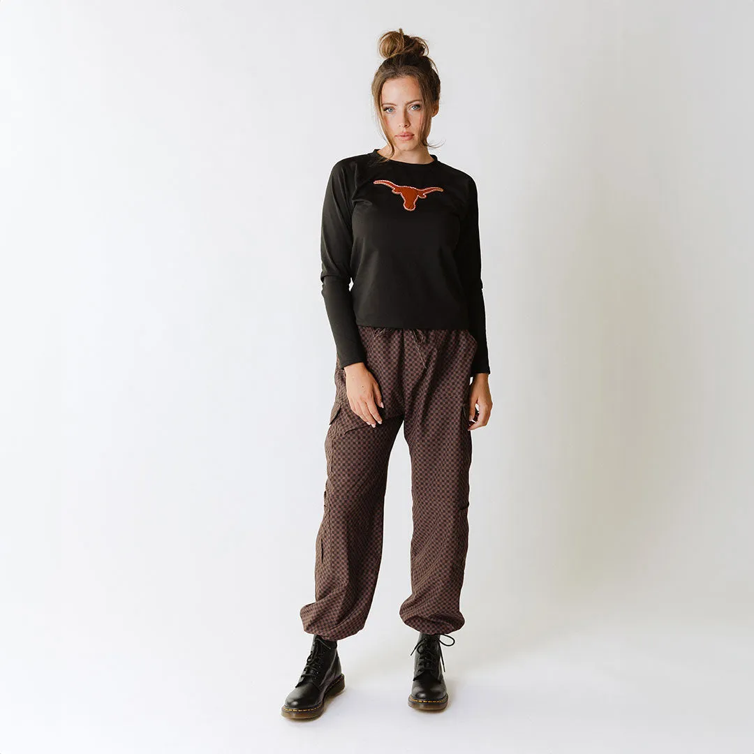 Texas Embroidered Black Neo Sweatshirt faded wash