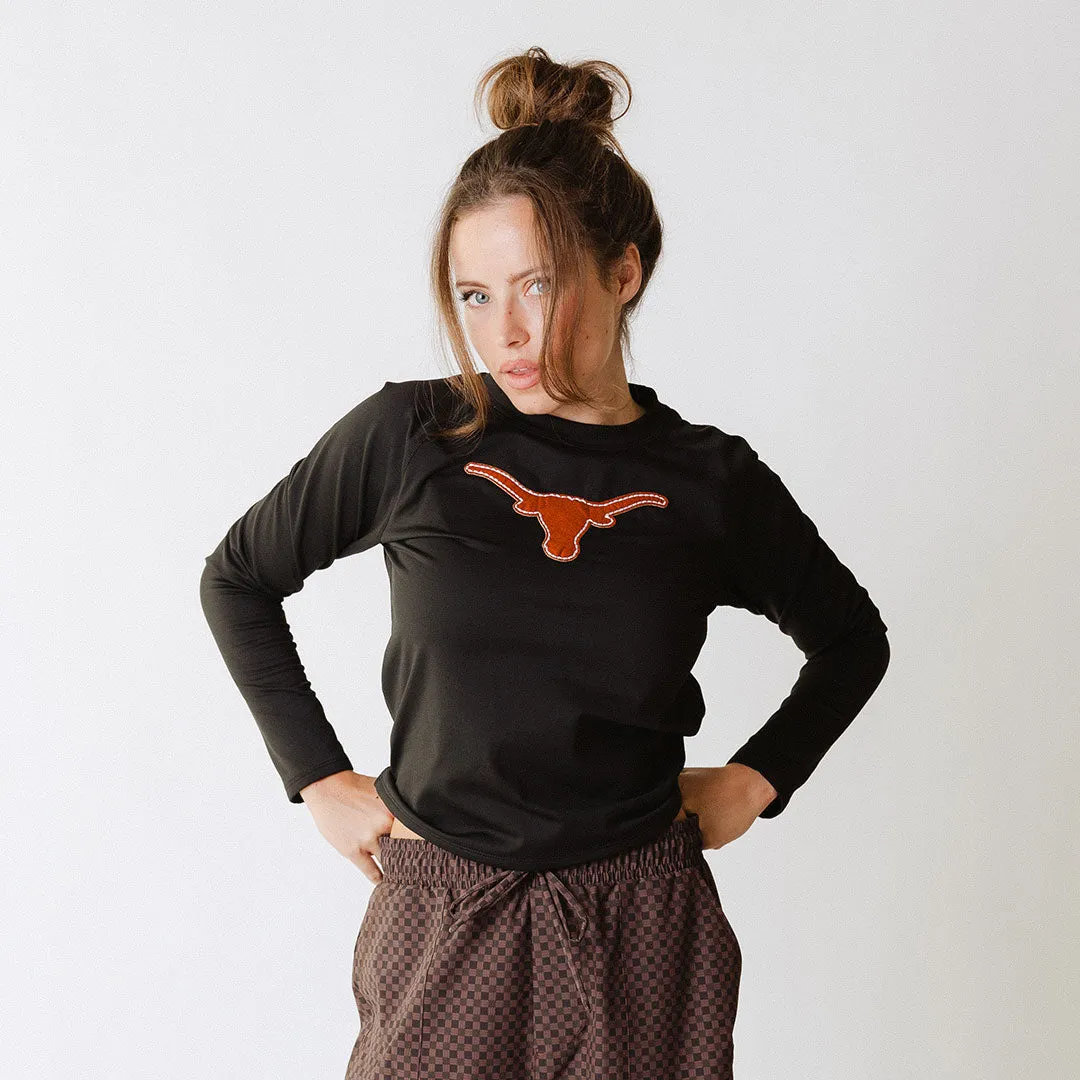 Texas Embroidered Black Neo Sweatshirt faded wash
