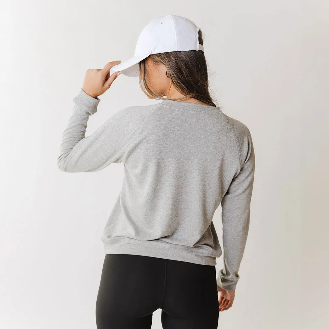 Texas Embroidered Campus Crew, Heather Grey bike mood