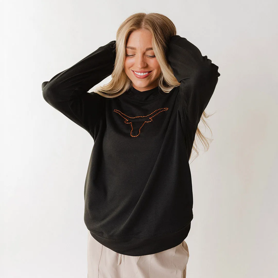 Texas Embroidered City Pullover, Black night soft