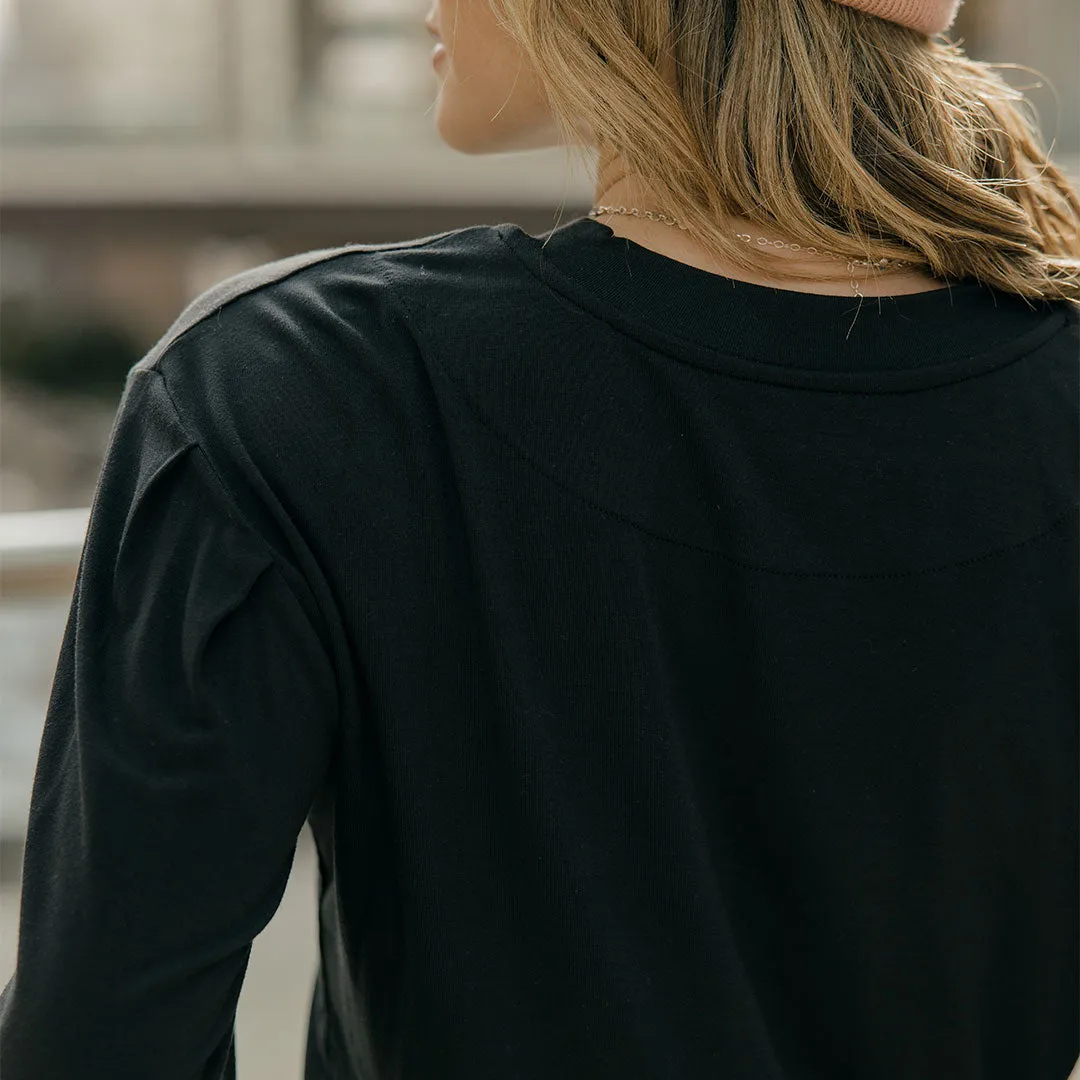 The Coco Long Sleeve, Bamboo Black warm mesh