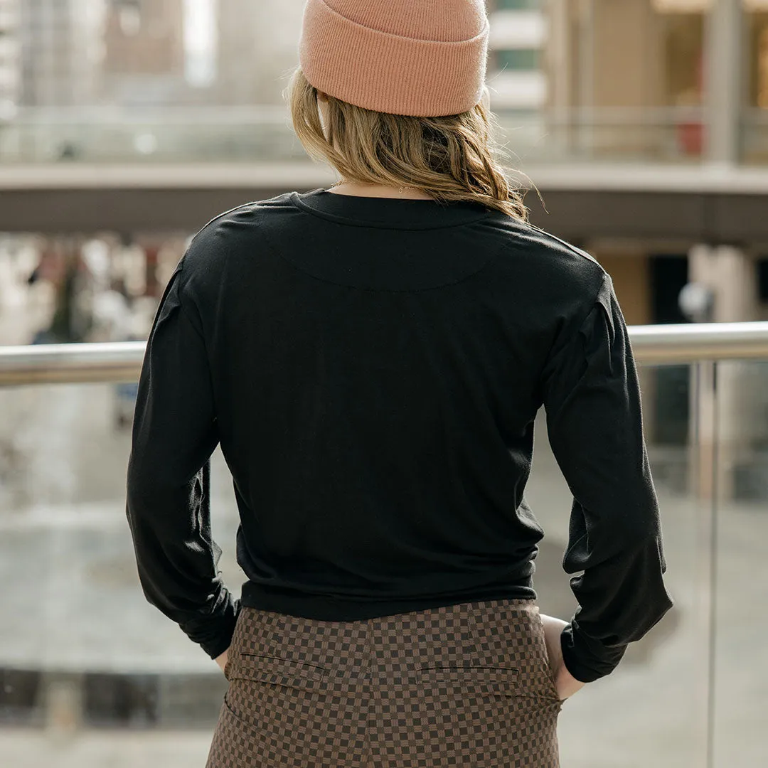 The Coco Long Sleeve, Bamboo Black warm mesh