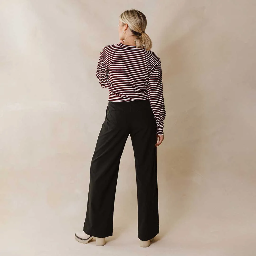 The Coco Long Sleeve, Burgundy Stripe classic calm