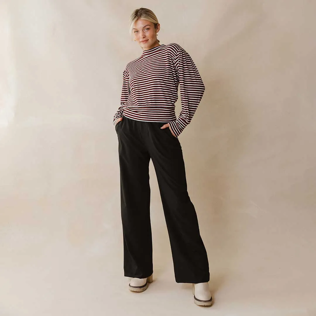 The Coco Long Sleeve, Burgundy Stripe classic calm