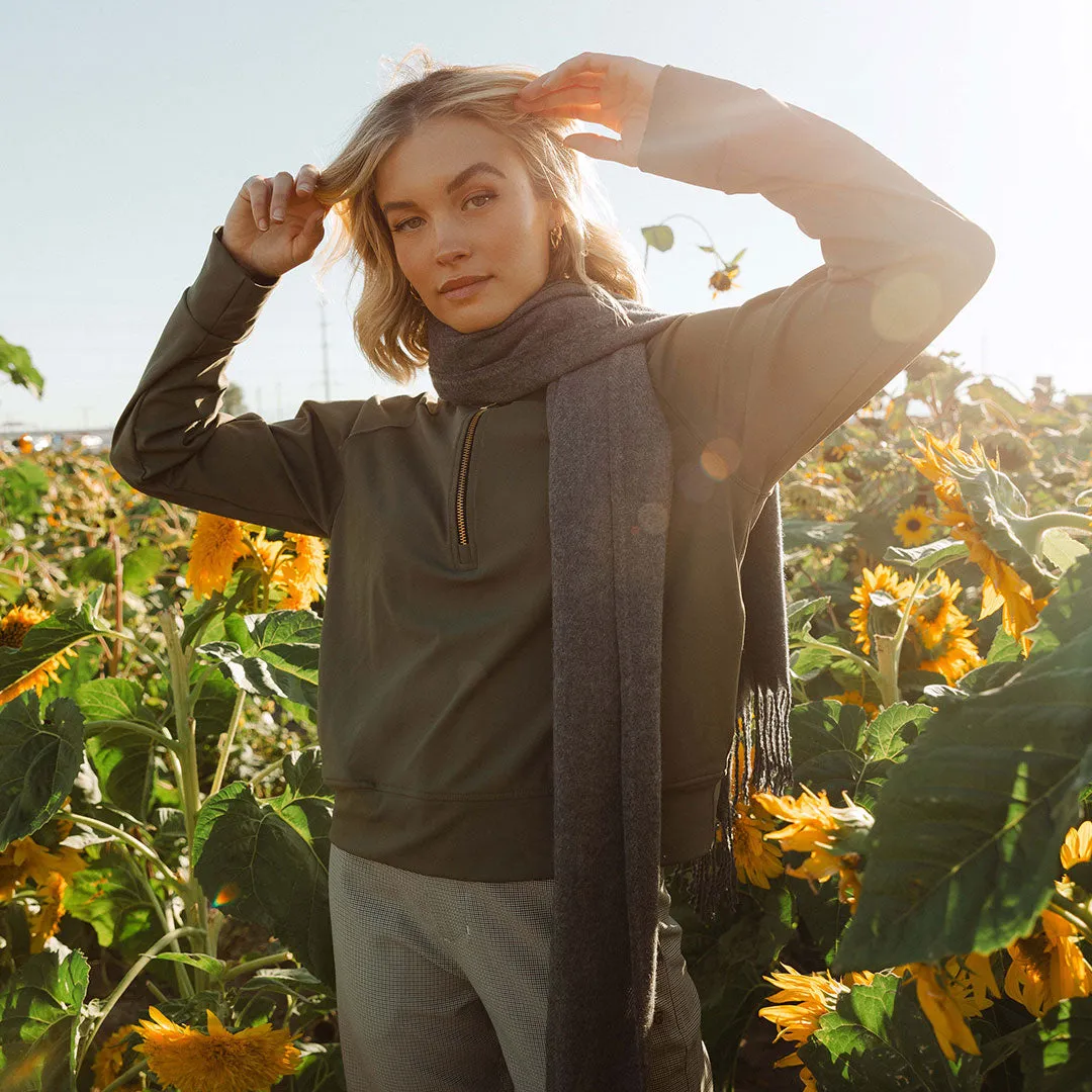 The Gotta Run 1/4 Zip, Olive boyfriend style