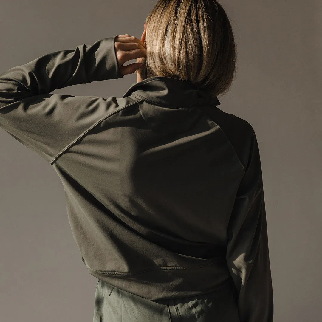 The Gotta Run 1/4 Zip, Olive boyfriend style