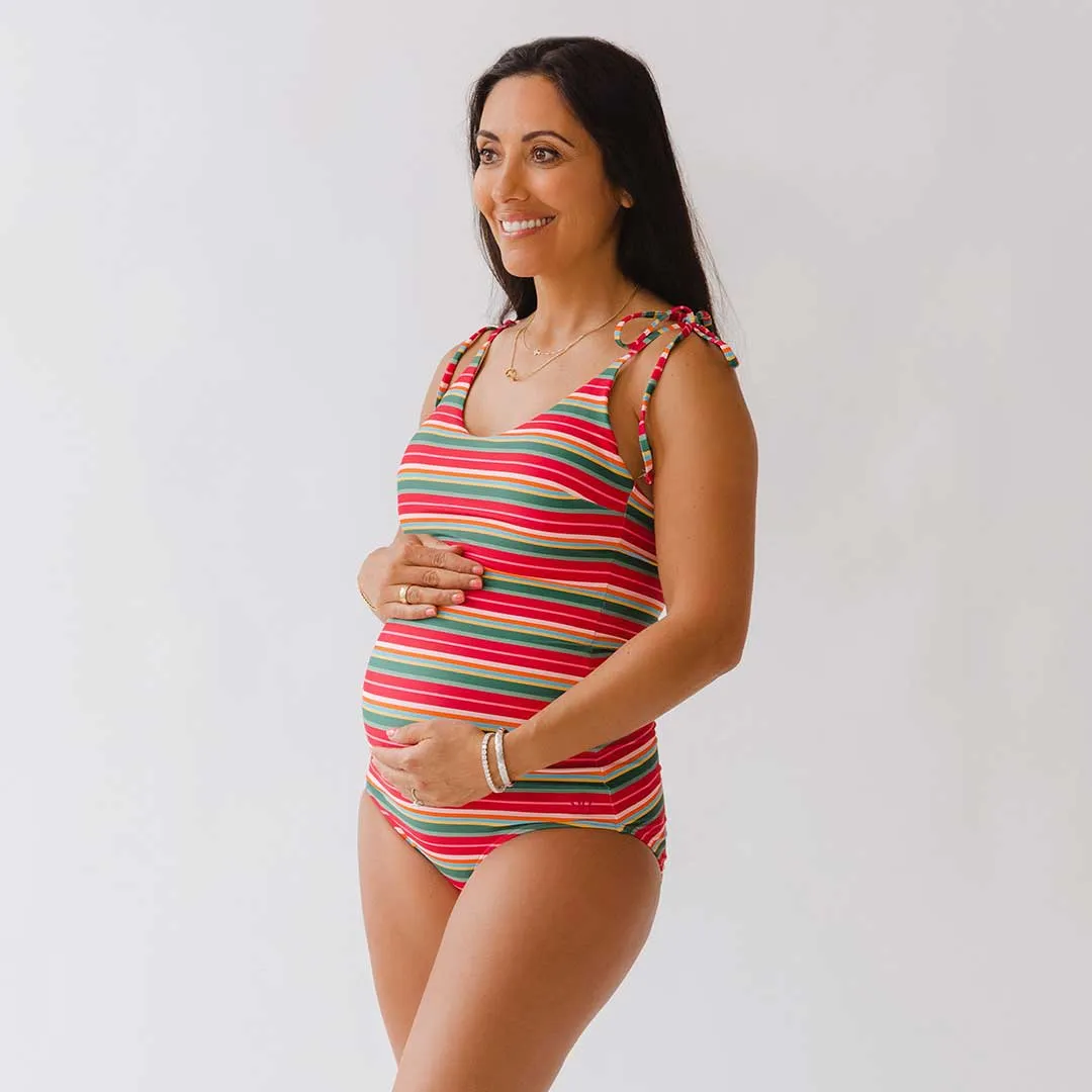The Natalie One-Piece, Summer Stripe surf edge