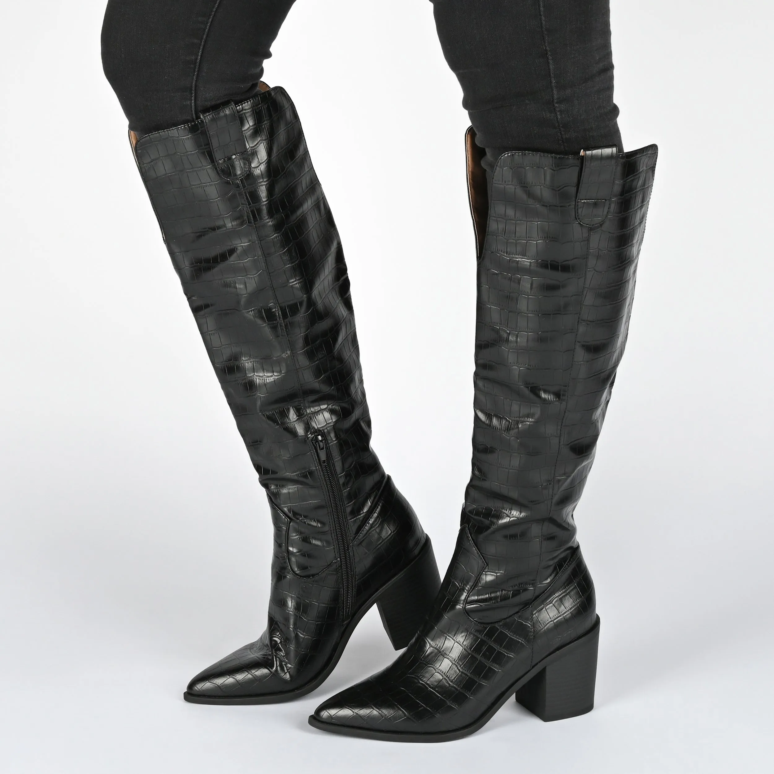 THERESE COWGIRL BOOTS IN CROCO suede touch