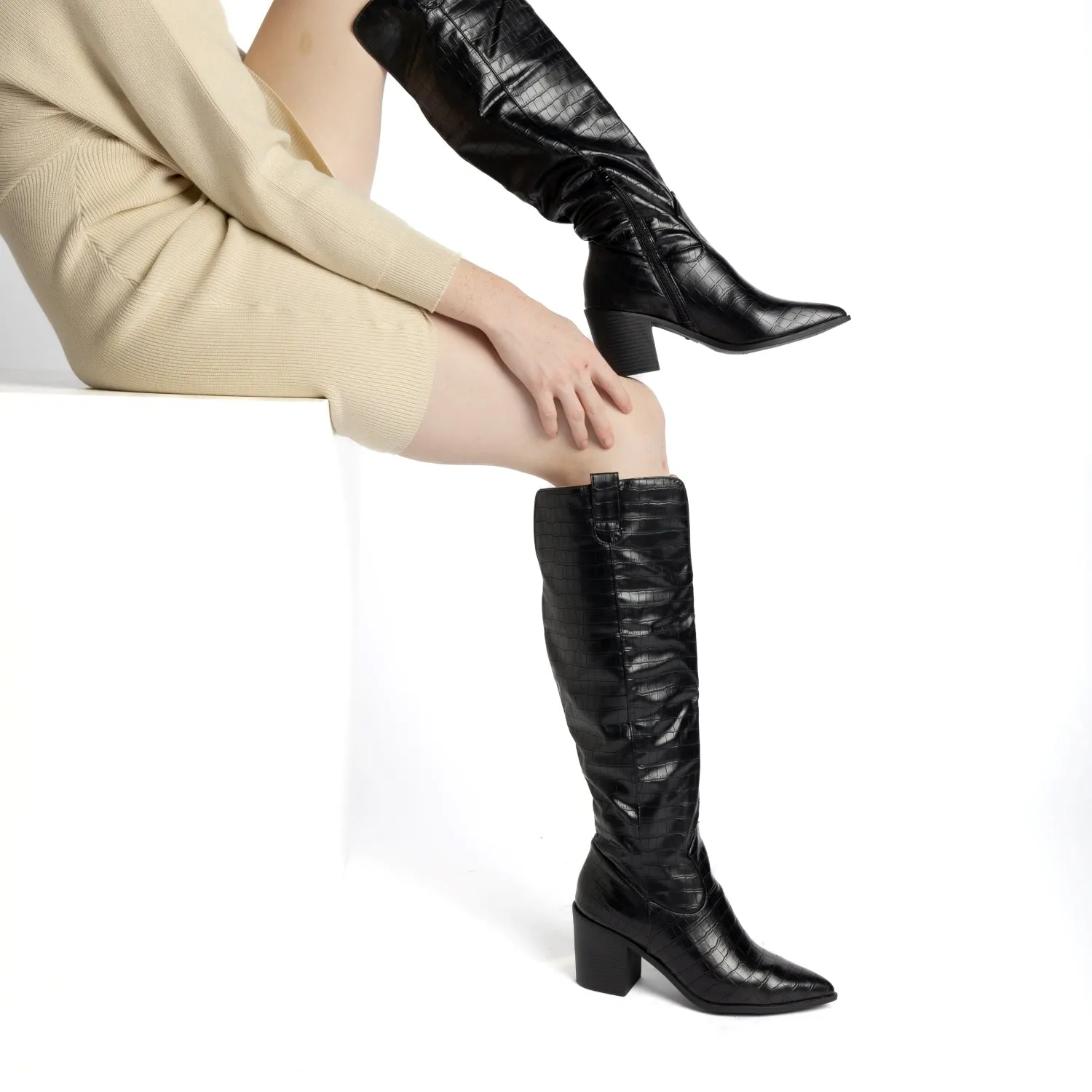THERESE COWGIRL BOOTS IN CROCO suede touch