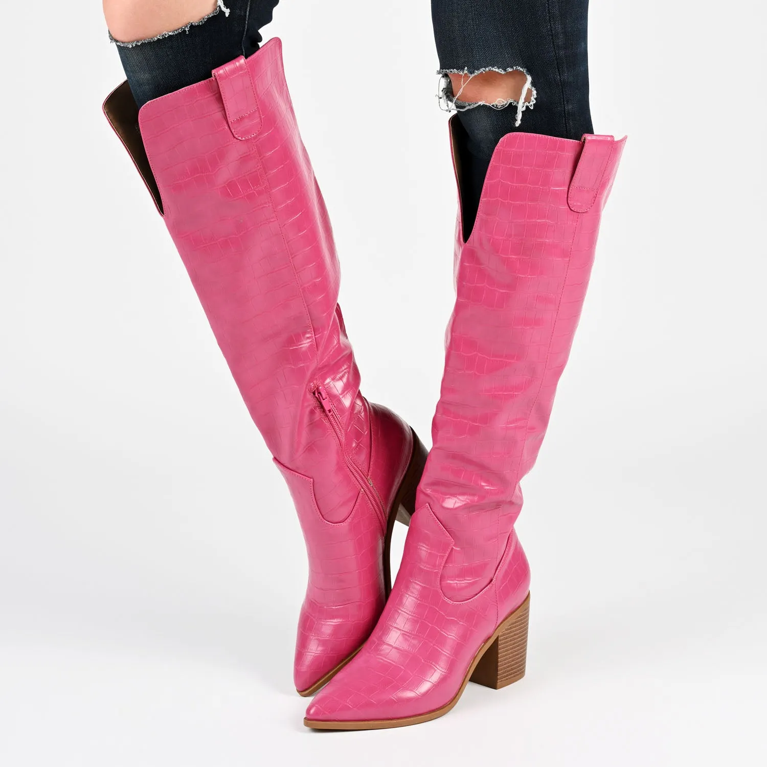 THERESE COWGIRL BOOTS IN CROCO suede touch