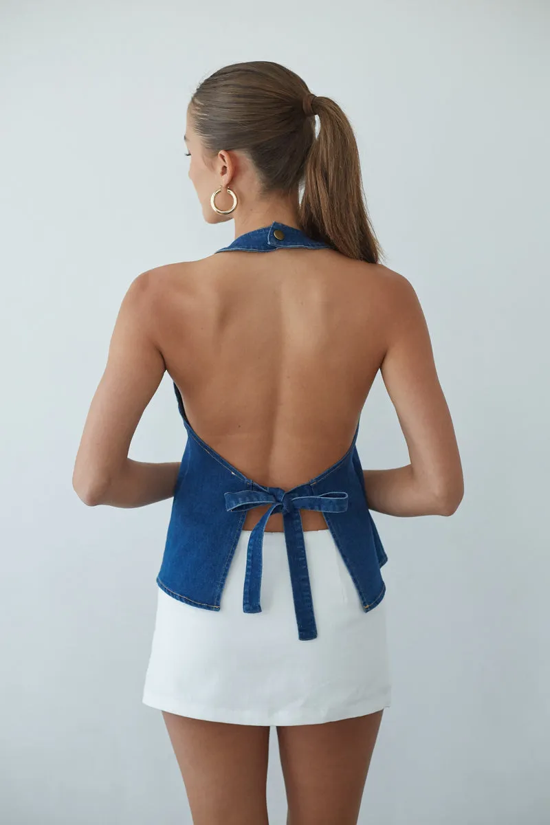 Tina Button Up Halter Tank Top trend now