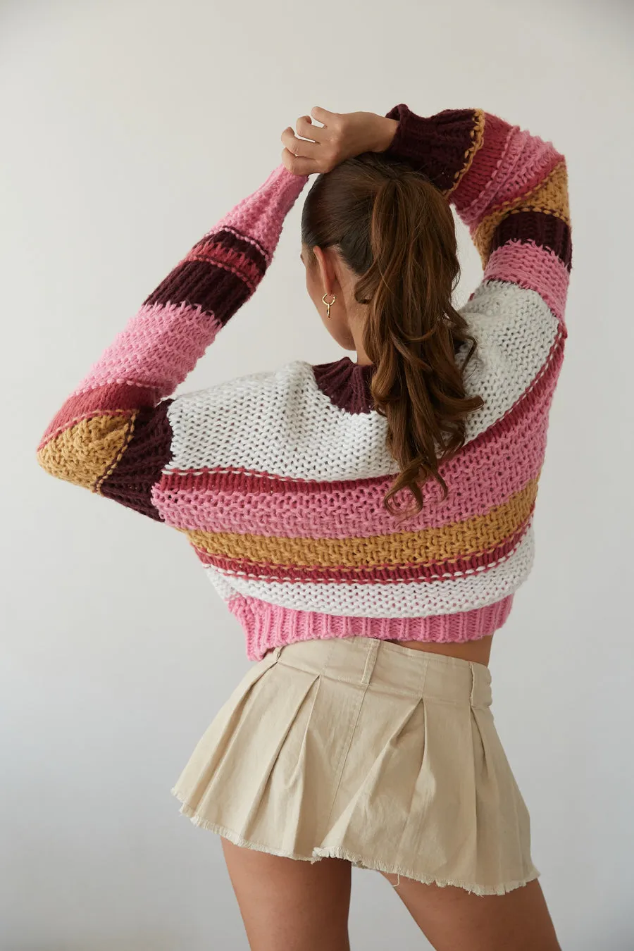 Tomer Striped Knit Sweater quiet tone