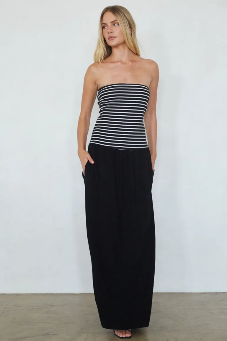 Toni Striped Maxi Dress cotton skin