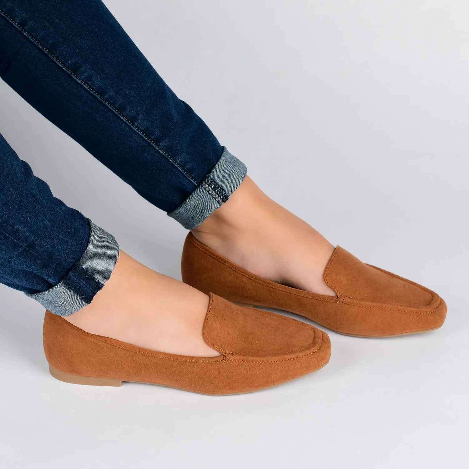 TULLIE SLIP-ON LOAFER FLATS IN FAUX SUEDE city look