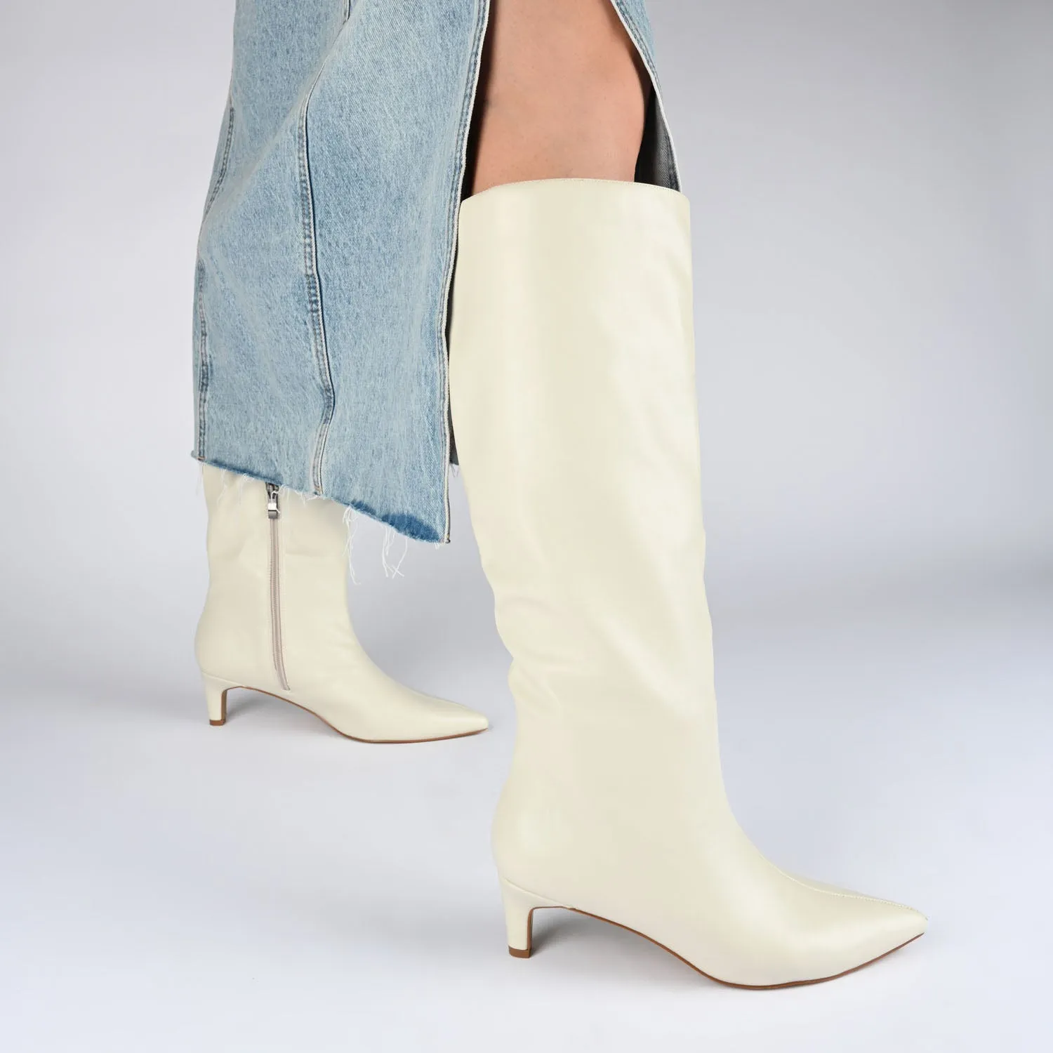 TULLIP KNEE HIGH BOOTS IN FAUX LEATHER forest vibe