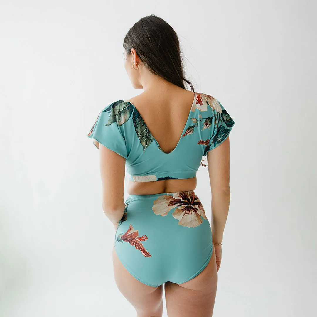 Turquoise Rica Ruched High-Waisted Bottoms shade vibe