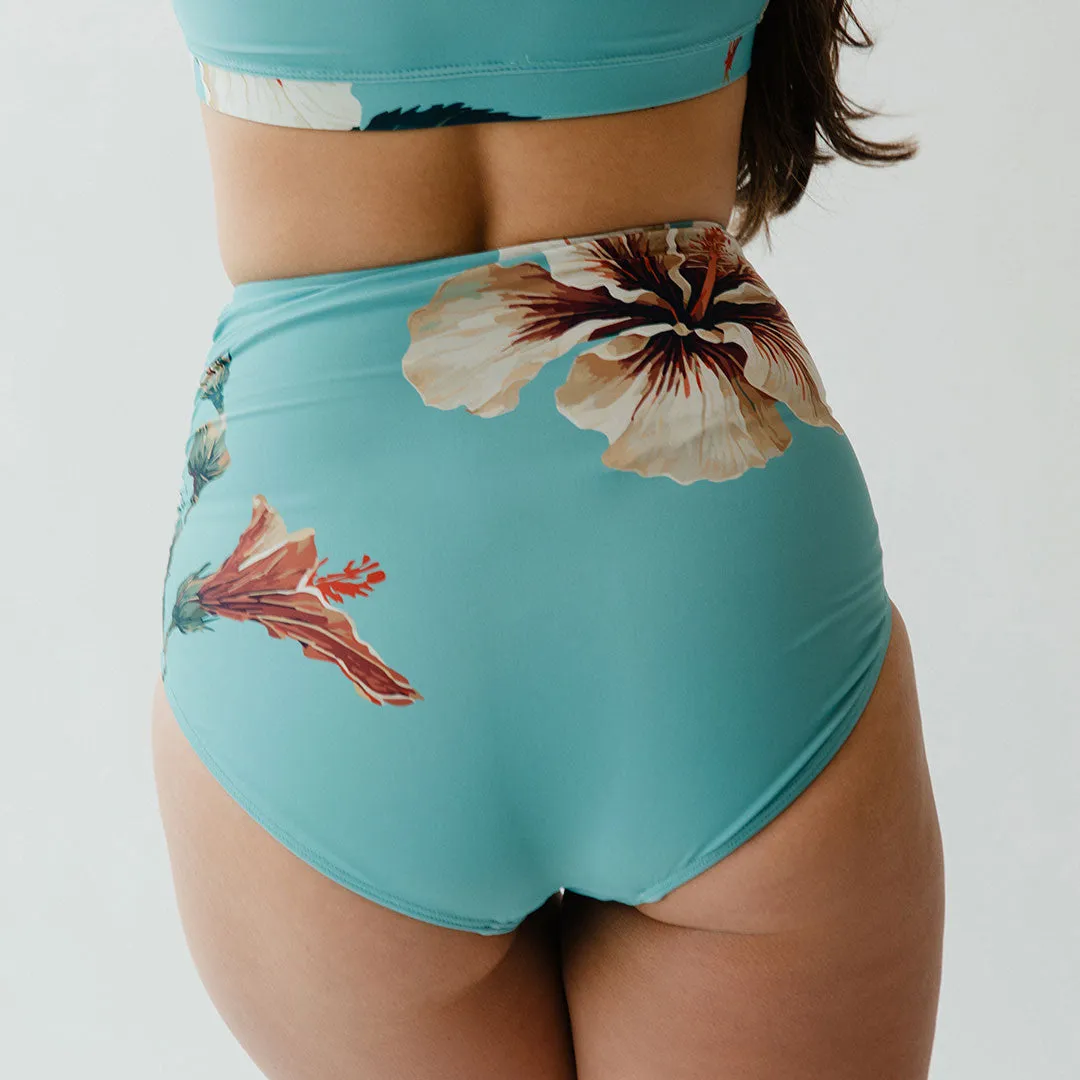Turquoise Rica Ruched High-Waisted Bottoms shade vibe