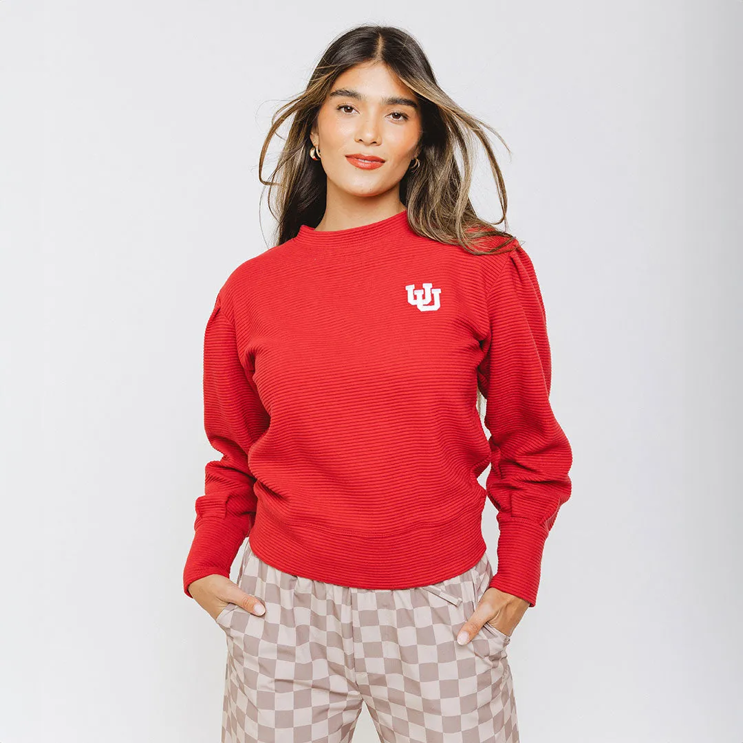 Utah Atlas Ribbed Sweater, Crimson stay home