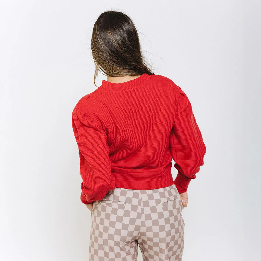 Utah Atlas Ribbed Sweater, Crimson stay home