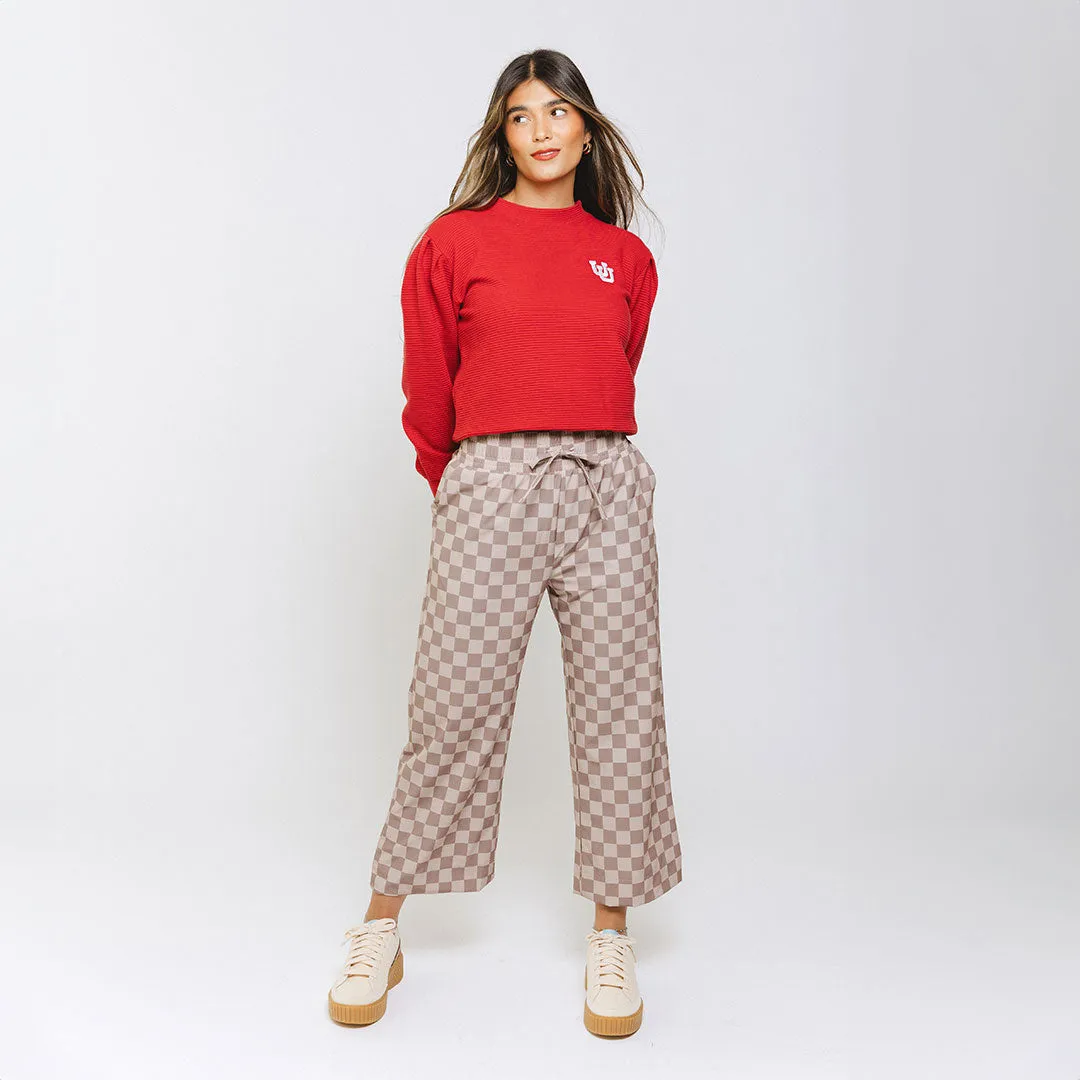 Utah Atlas Ribbed Sweater, Crimson stay home
