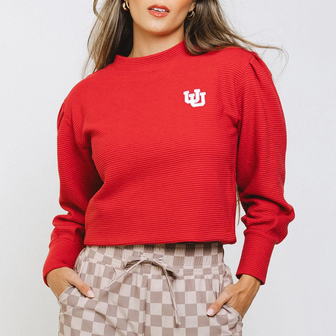 Utah Atlas Ribbed Sweater, Crimson stay home