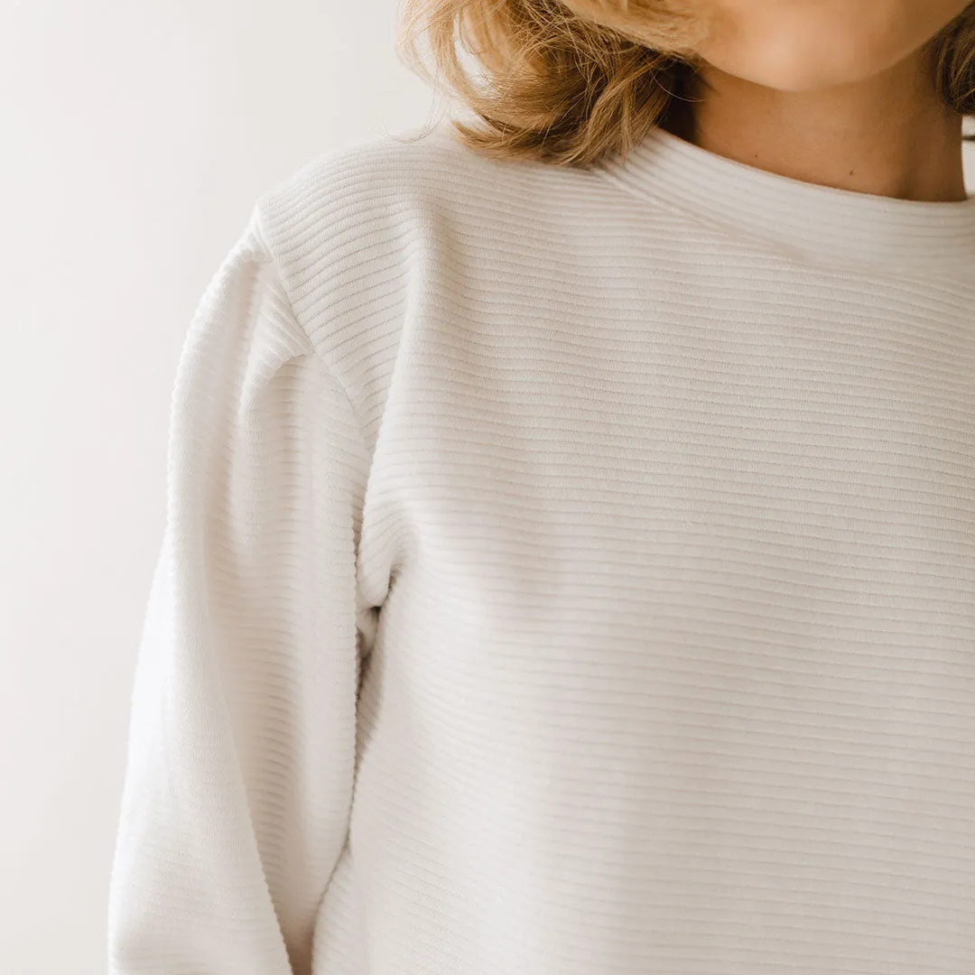 Utah Atlas Ribbed Sweater, White calm base