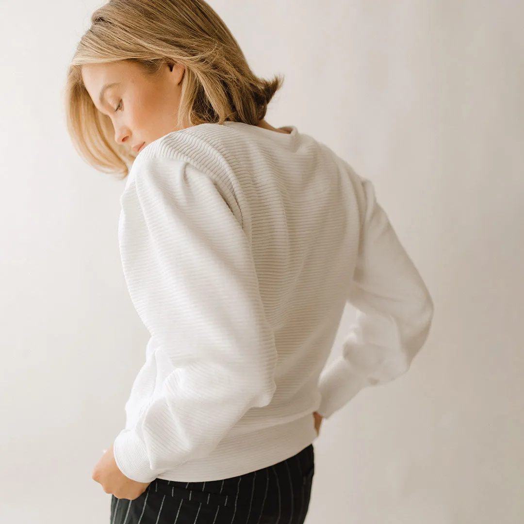 Utah Atlas Ribbed Sweater, White calm base