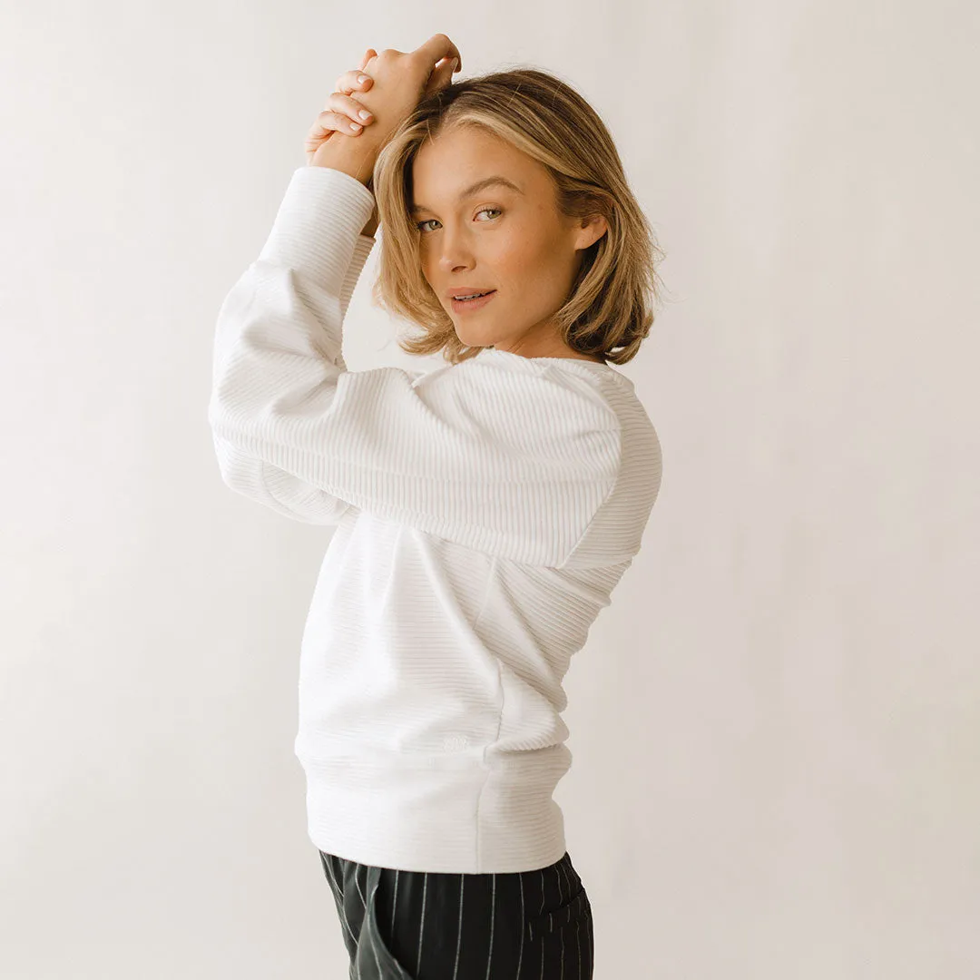 Utah Atlas Ribbed Sweater, White calm base