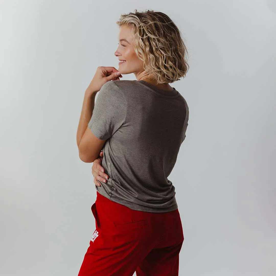 Utah Boyfriend Tee, Grey U of U Football bold font